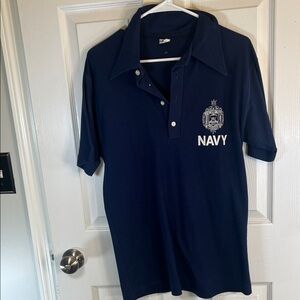 Vintage Champion Polo Shirt Navy Blue USA Style Size Large